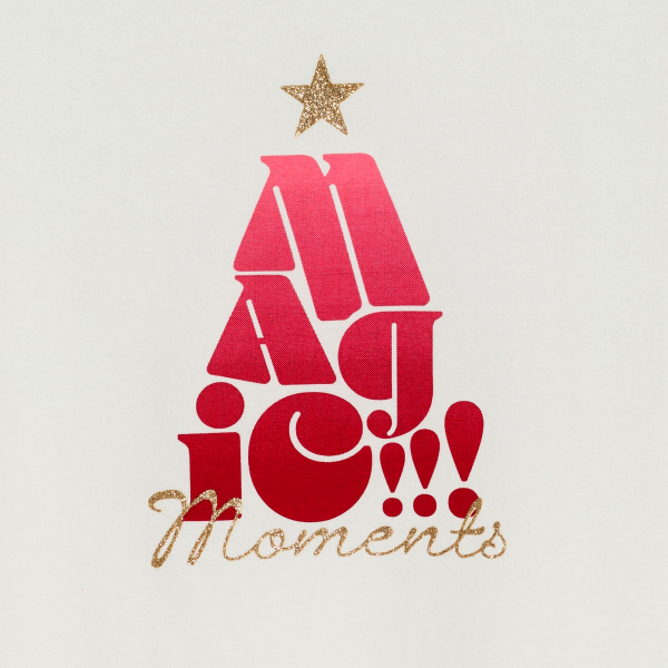 تيشيرت بنمط عيد الميلاد باللون الأبيض للفتيات